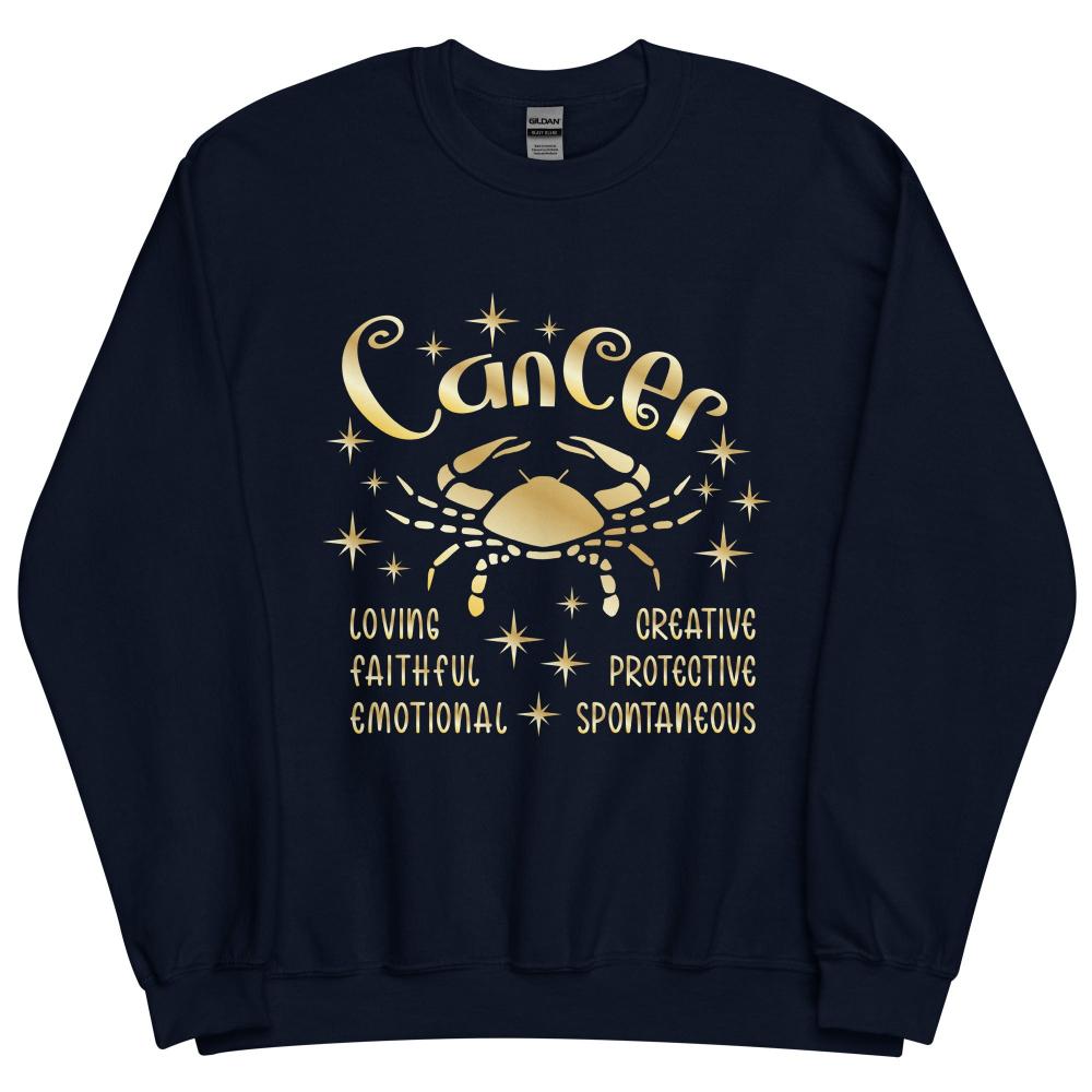 Cancer Zodiac Positive Traits Sweatshirt - Navy Color - https://ascensionemporium.net
